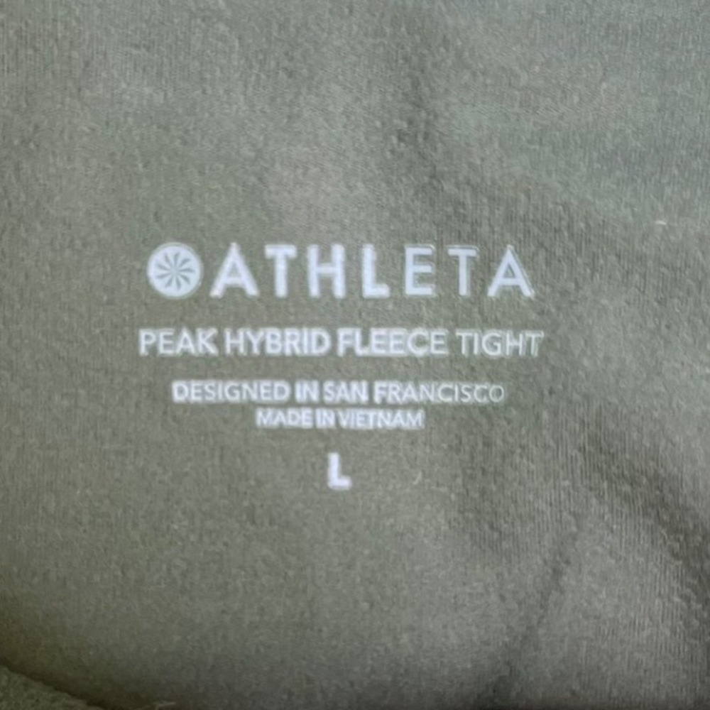 Athleta Peak Hybrid Fleece Tight Olive Green Quilted Leggings L - Picture 3 of 7
